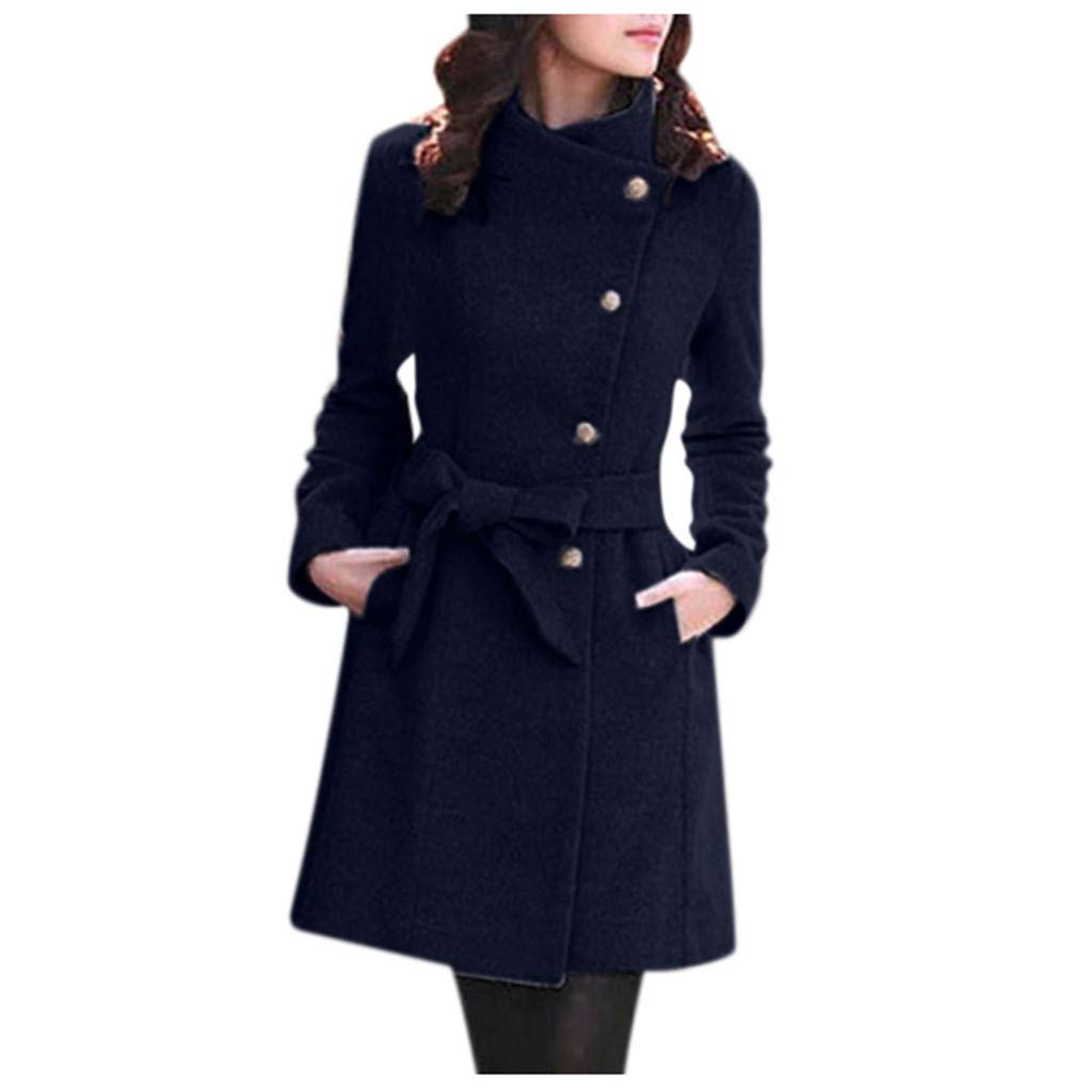 POTO Women's Double Breasted Wool Pea Coat - Elegant Winter Trench Jacket for Ladies | Warm & Stylish Overcoat for Office, Dating & Outdoor Activities