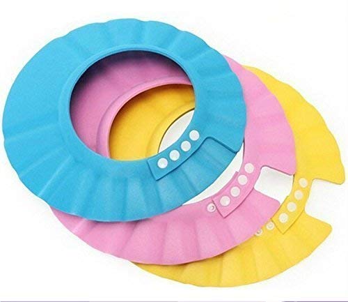 KHODIYAR Adjustable Baby Shower Cap - Soft Bathing Hair Wash Protector for Kids - Waterproof Eye & Ear Cover with Leaf Design - Multicolor (Perfect for Toddler Bath Time & Sensitive Skin Care)