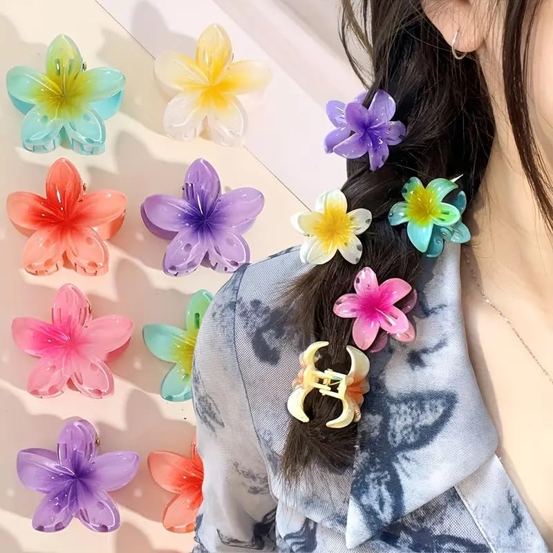 9 Pcs Large Flower Hair Claw Clips for Women - Boho Egg Flower Hairpins, Bun Clutchers, Beach Vacation Hair Accessories for Girls (Perfect for Summer, Weddings, Parties & Everyday Styling)