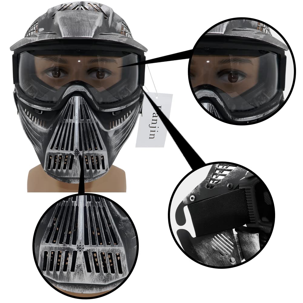 Tactical Paintball & Airsoft Full Face Mask with Impact-Resistant Goggles - Perfect for Hunting, CS Survival Games, Halloween Cosplay & Outdoor Activities
