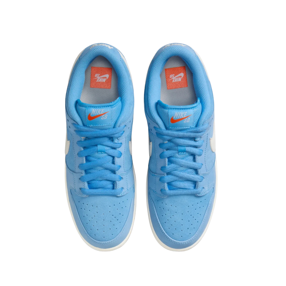Nike SB Dunk Low Pro Sneakers - University Blue, Gum, Psychic Blue, Light Brown & Safety Orange - Skateboarding, Casual Wear & Street Style Fashion