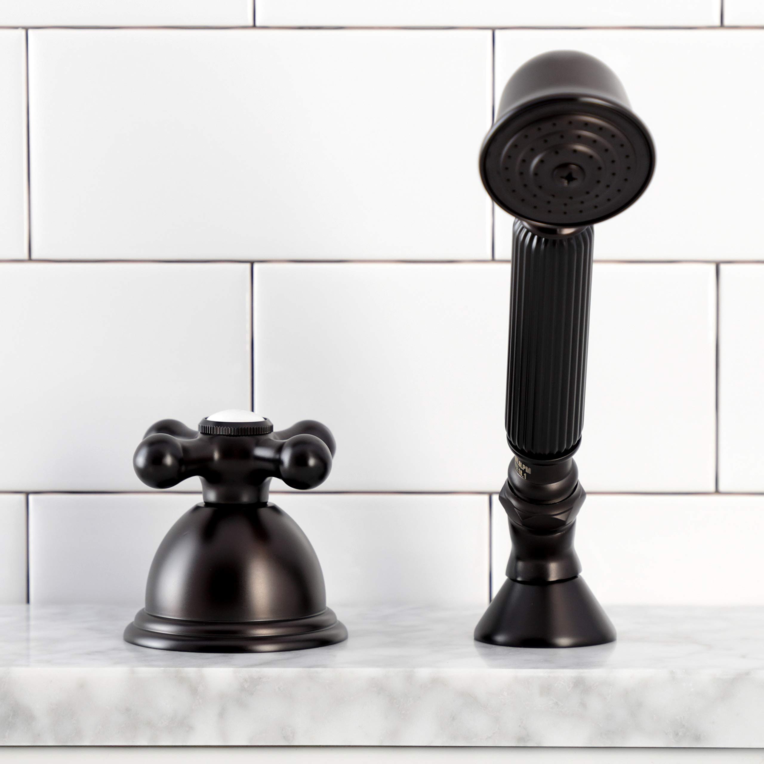 Kingston Brass KSK3355AXTR Oil Rubbed Bronze Deck Mount Hand Shower with Diverter for Roman Tub Faucet, 8 x 5.63 x 1.81 Inches - Perfect for Bathroom Renovation & Spa-Like Shower Experience