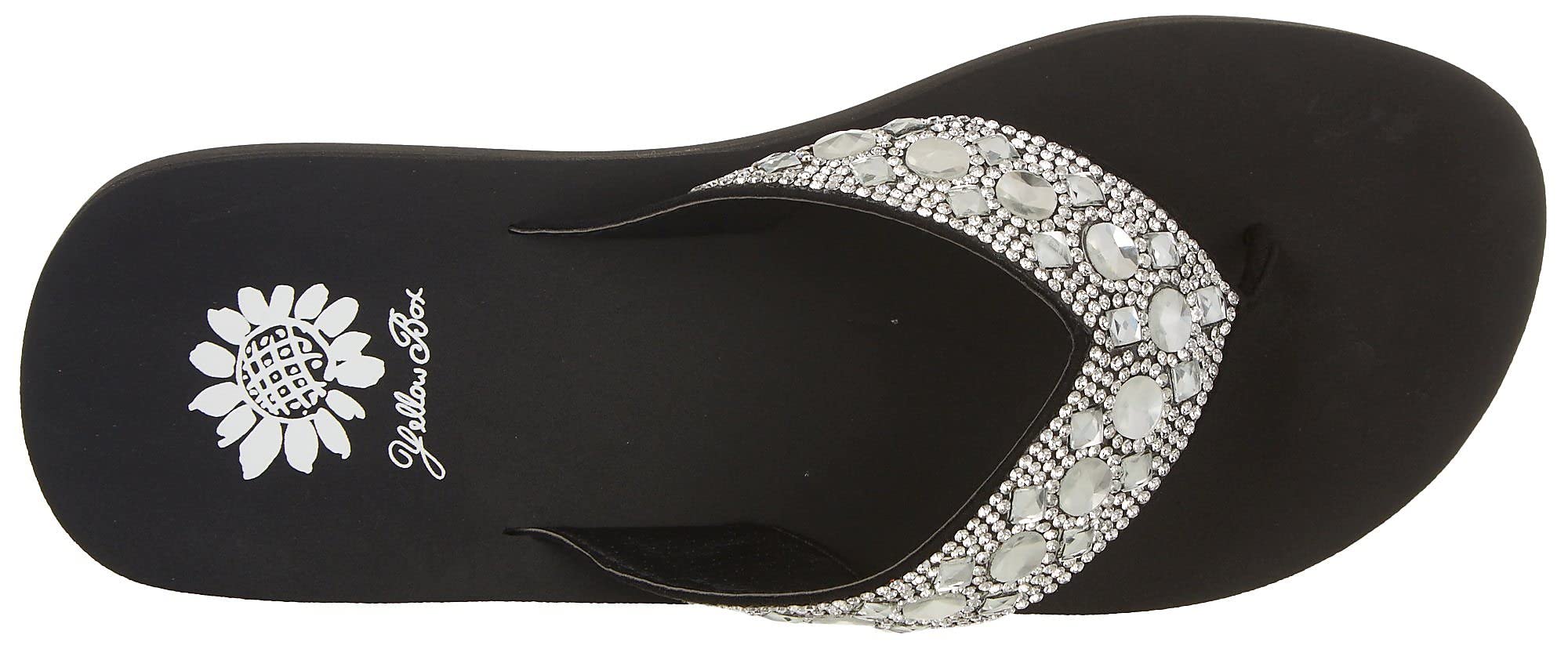 Yellow Box Women's Rizzah Wedge Flip Flops Size 7 Clear - Comfortable Beach Sandals for Summer Vacations & Poolside Relaxation