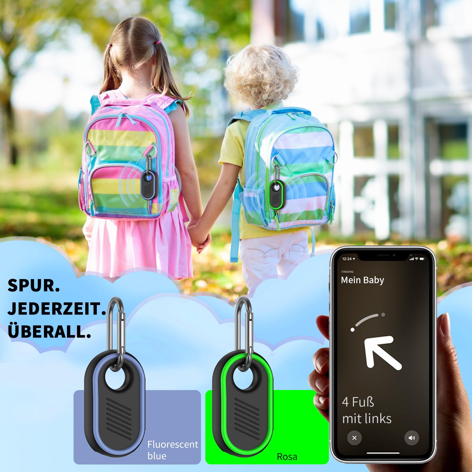 MOWYEOK GPS Tracker Case for Samsung Galaxy SmartTag 2 - 2 Pack Waterproof & Scratch Resistant Silicone Holder with Key Ring | Perfect for Keys, Wallets, Luggage & Pet Tracking (Blue & Green)
