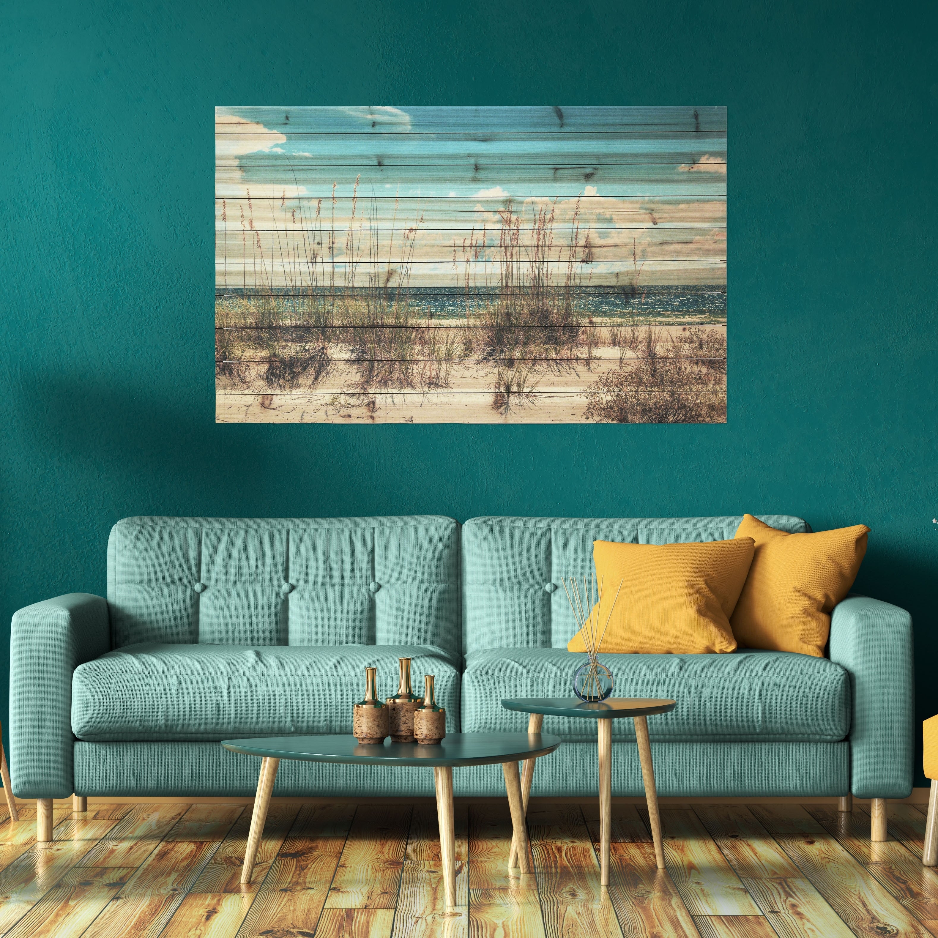 Beach Sand Dunes Landscape Photography Print on Reclaimed Wood Wall Art - Coastal Home Decor for Living Room, Bedroom & Office