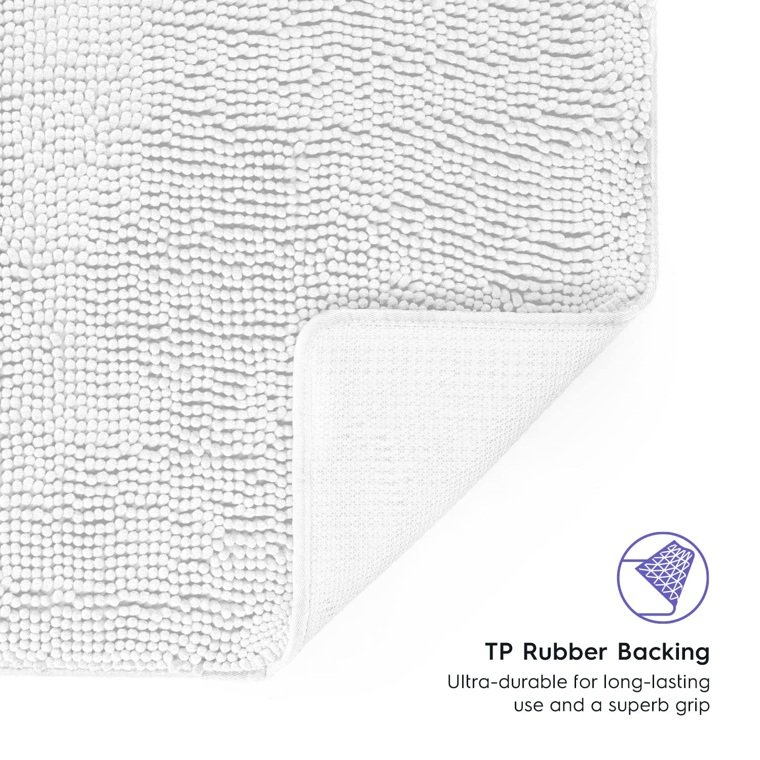 Premium Tafts Bathroom Rugs - Ultra Soft Chenille Microfiber Shaggy Bath Mat with Extra Thick Memory Foam, Super Absorbent & Non-Slip (21x47 Inches, Cool White) - Machine Washable for Easy Care - Perfect for Bathroom, Spa, and Master Suite Decor