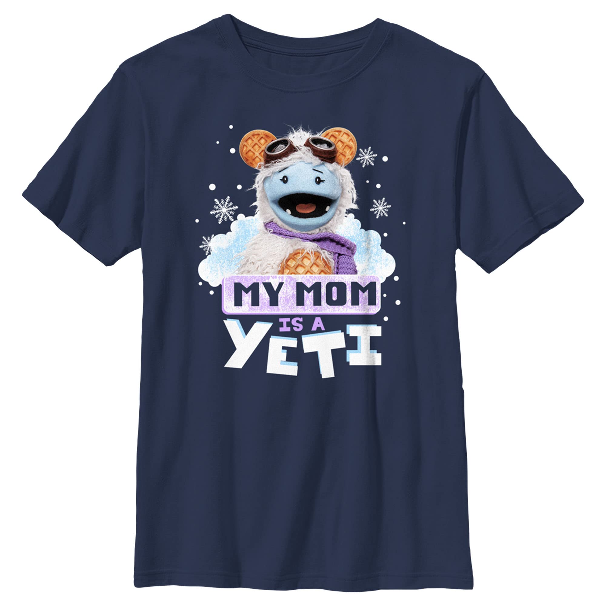 Boys' Waffles & Mochi My Mom is a Yeti Graphic T-Shirt - Funny Kids' Cartoon Tee for School, Playdates & Family Outings