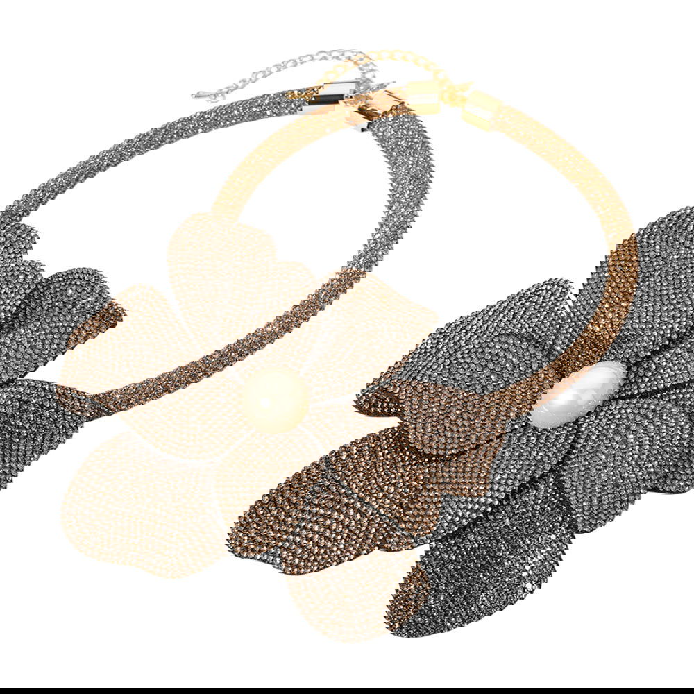 Topaz Bling Studded Oversized Flower Pointed Necklace - Elegant Statement Jewelry for Women | Perfect for Parties, Weddings & Special Occasions