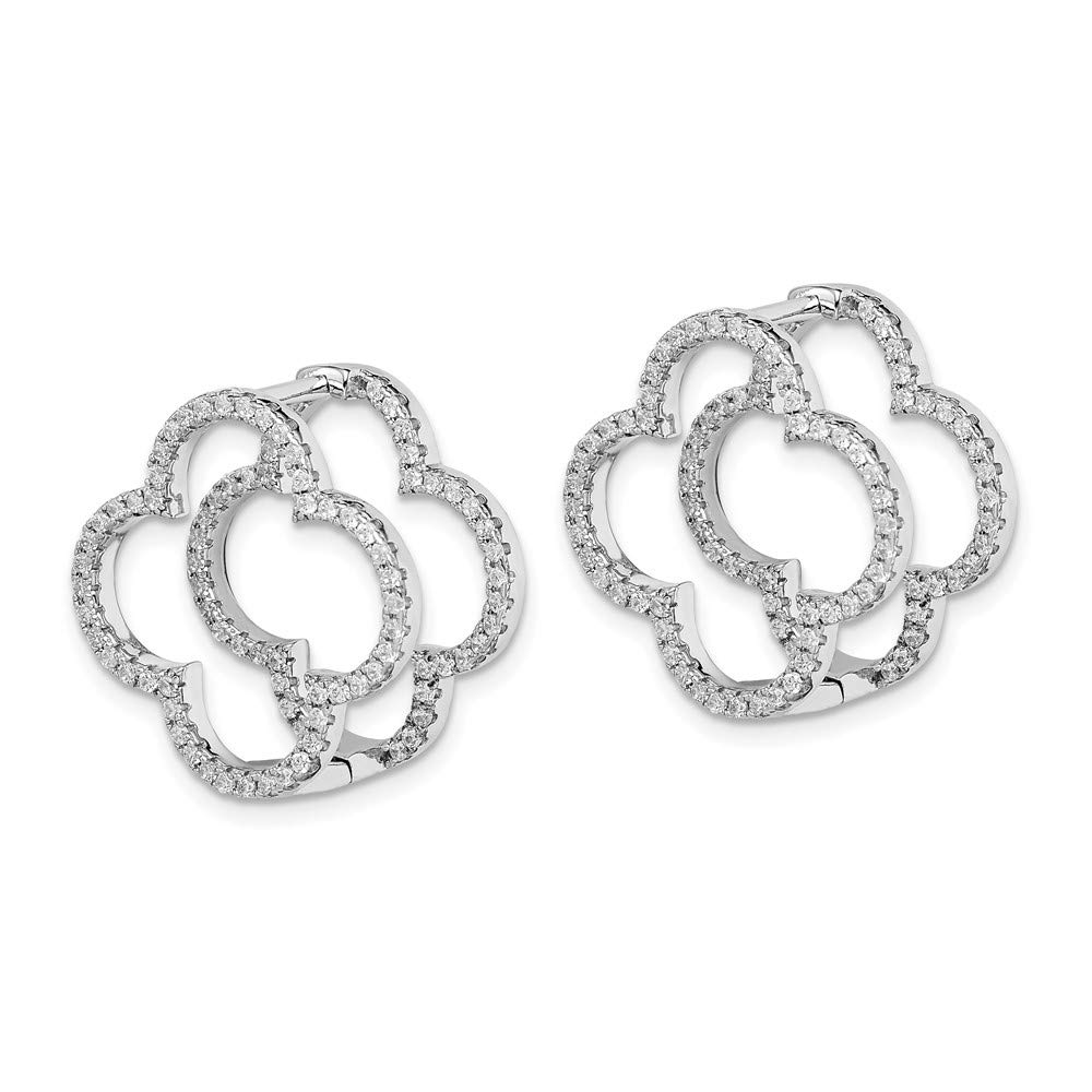 925 Sterling Silver Cubic Zirconia Quatrefoil Hinged Hoop Earrings for Women - Elegant Fine Jewelry Gift for Her - Perfect for Weddings, Parties & Special Occasions
