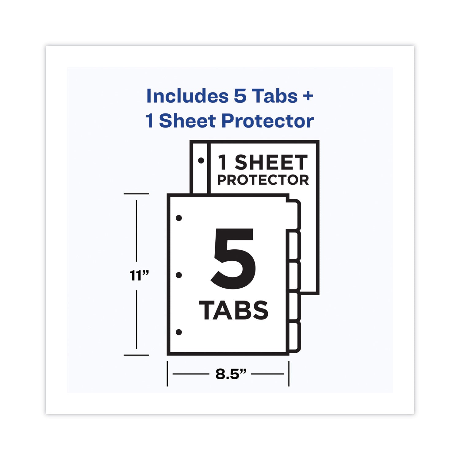 Avery® Clear Easy View Plastic Dividers with Multicolored Tabs - 5-Tab Set, 11