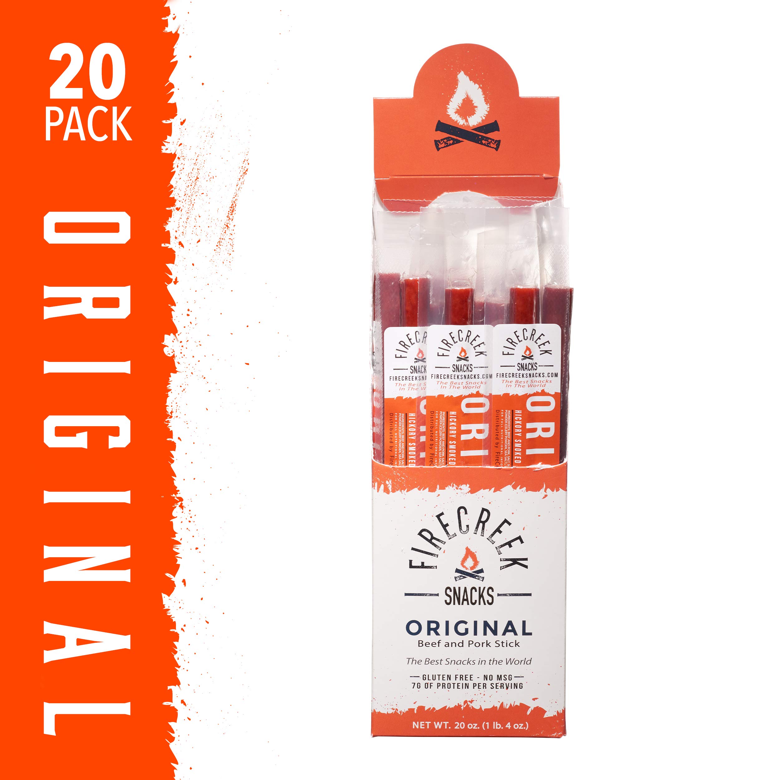 Original Stix Smoked Hickory Flavor Beef Jerky - MSG Free, Gluten Free, High Protein Snack - 1 oz Meat Sticks (20 Count) - Perfect for Hiking, Camping & On-the-Go Snacking