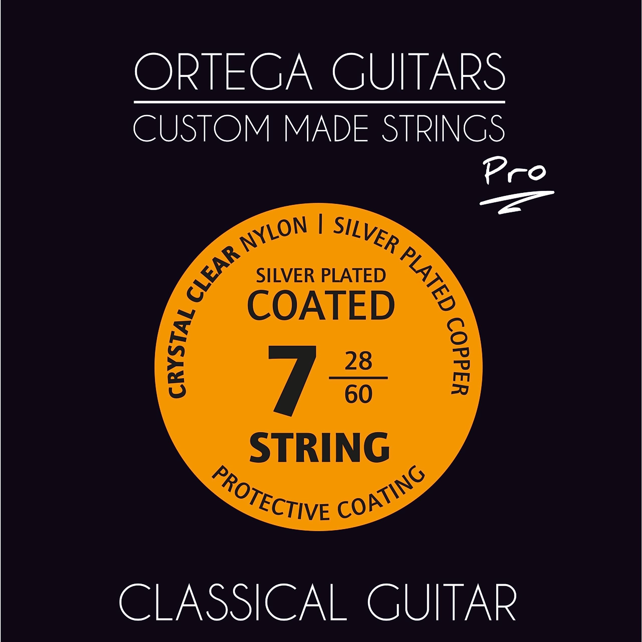 Ortega Pro Series 7-String Nylon Classical Guitar Strings - Normal Tension - Silver-Plated Copper Alloy Wound - NYP7 | Perfect for Flamenco, Classical & Fingerstyle Playing
