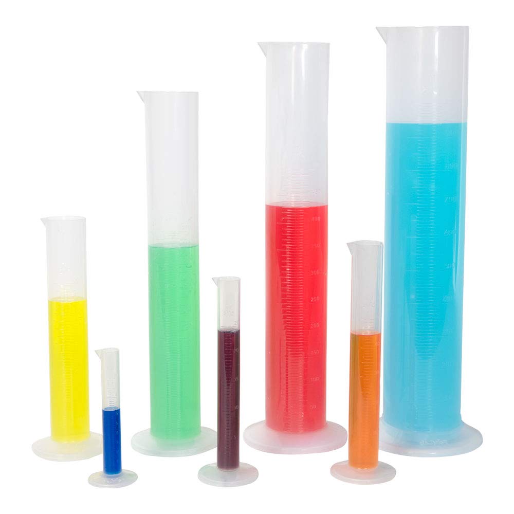 United Scientific™ Polypropylene Graduated Cylinder Set - 7-Piece Lab Measuring Cylinders for Chemistry Experiments, Science Classrooms & Home Schooling | Durable Plastic Lab Equipment for Liquid Measurement