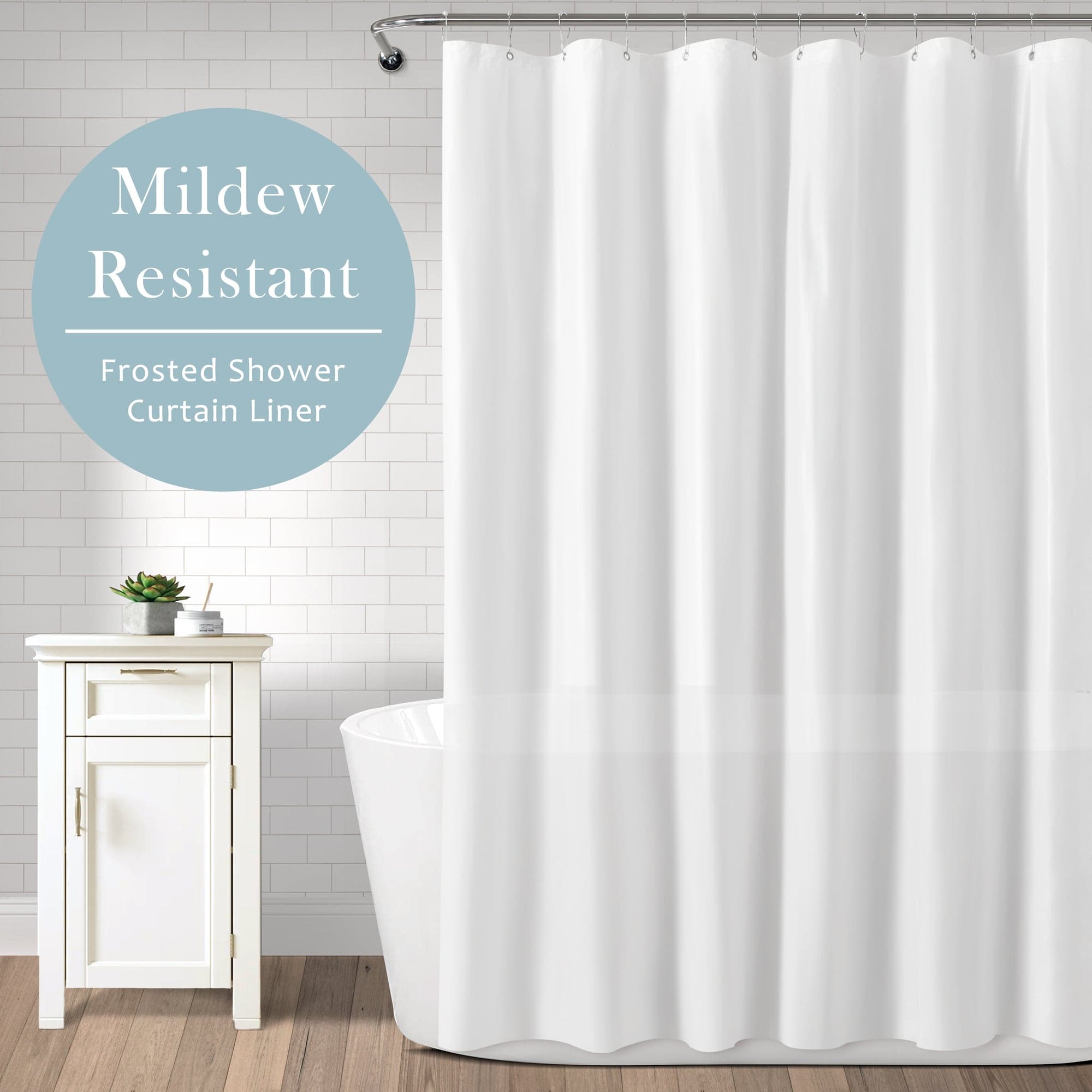 Waterproof & Mildew Resistant Shower Curtain Liner - Heavy Duty PEVA Fabric Bathroom Accessory for Bath Tub & Stall (72x72 Inches, White)