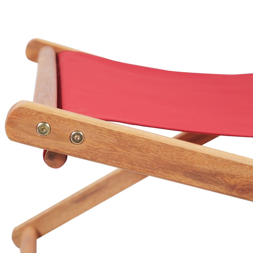 SKM Portable Folding Beach Chair with Wooden Frame - Lightweight, Durable & Comfortable Outdoor Lounge Chair for Beach, Camping, Picnic & Backyard (Red)