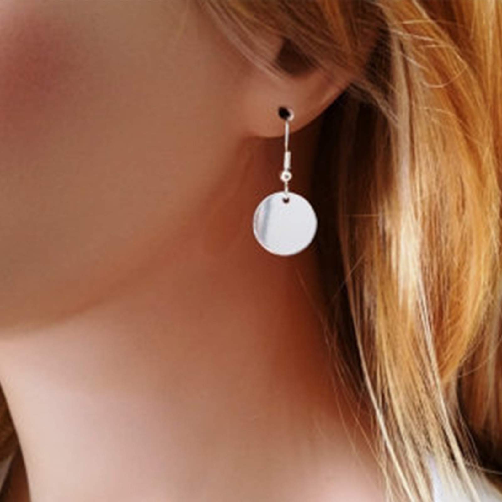 TseenYi Sterling Silver Coin Disc Dangle Earrings - Round Disk Drop Earrings for Women & Girls | Trendy Personalized Jewelry Gift for Parties, Dating & Everyday Wear
