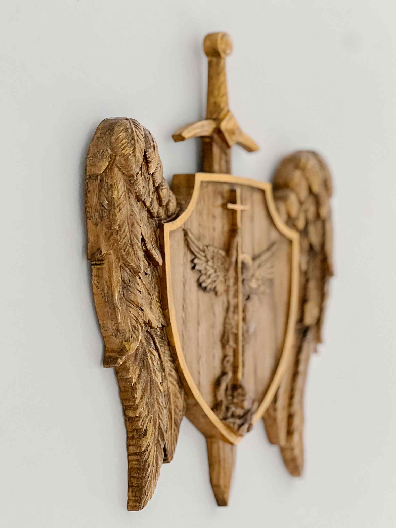 St. Michael the Archangel Gold Plaque - Religious Home Decor for Wall, Prayer Room & Gift Giving