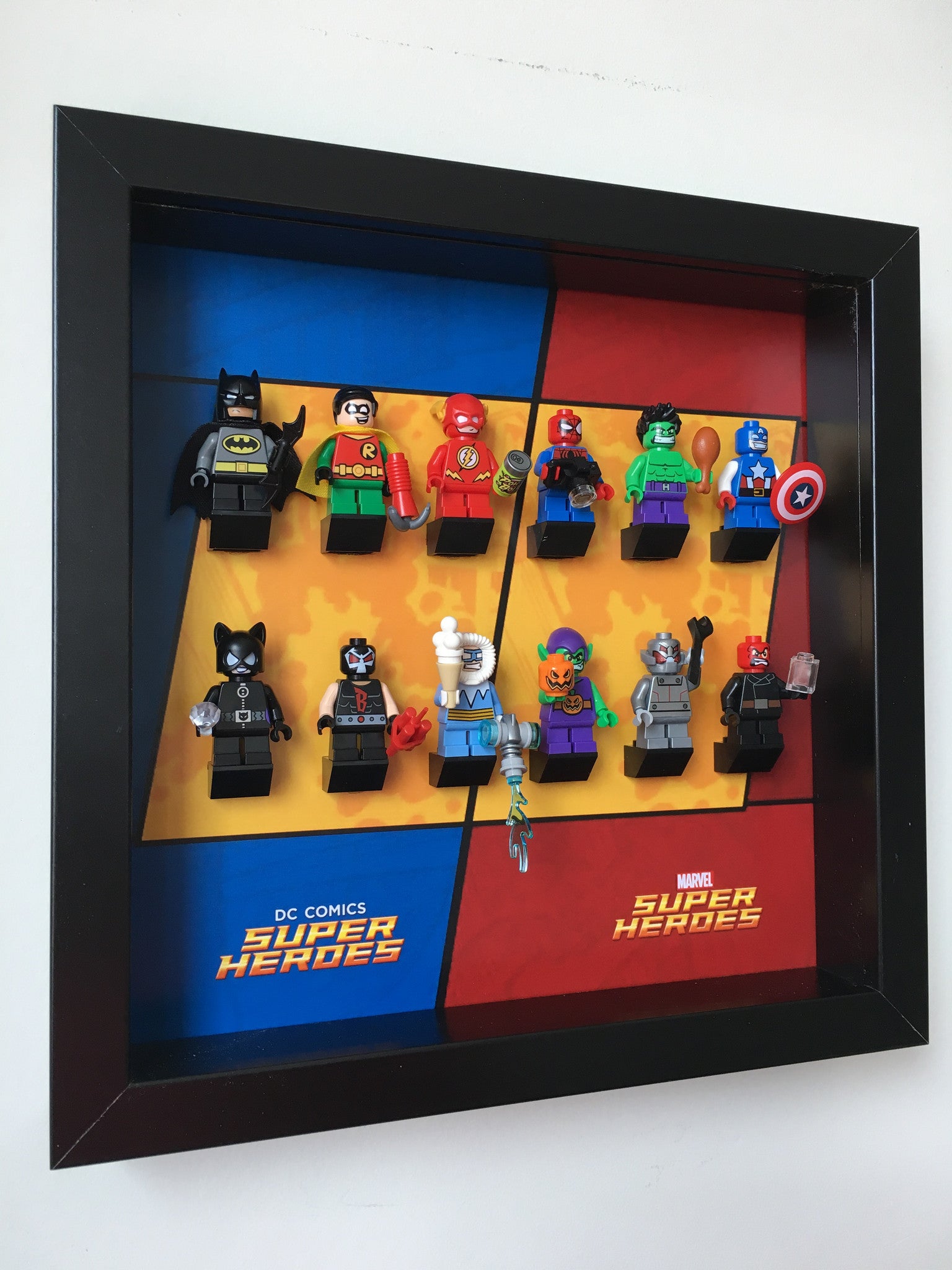 Lego® Mighty Micros DC & Marvel Super Heroes Display Frame - Showcase Your Mini Superhero Collection - Perfect for Home Decor, Office Display & Gift for Lego Fans