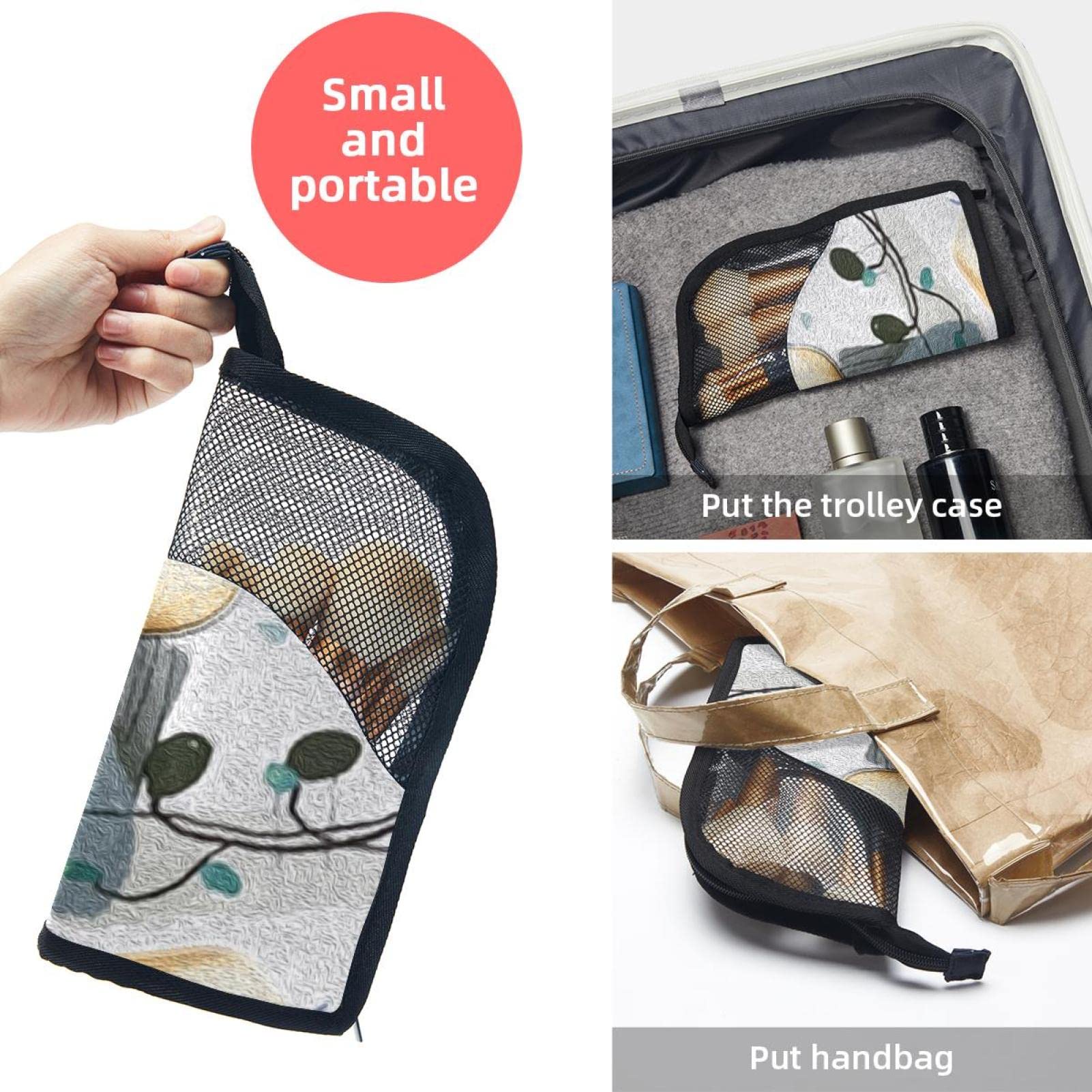 12-Piece Makeup Brush Organizer Bag with Portable Holder Case - Ink Painting Bird Design for Travel & Home Storage | Perfect for Makeup Artists & Beauty Enthusiasts