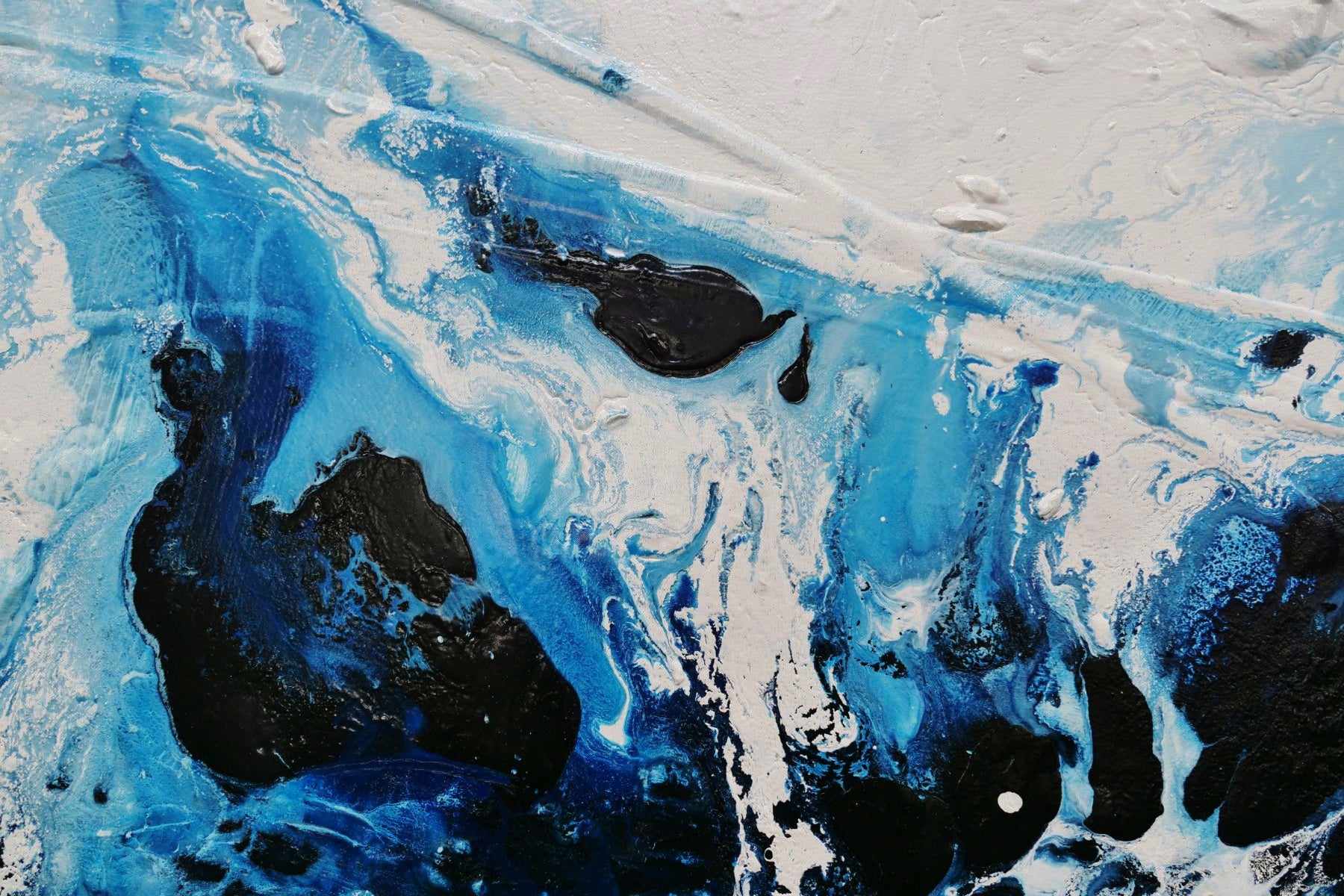 Midnight Ice 190cm x 100cm Blue White Textured Abstract Canvas Wall Art - Modern Home Decor for Living Room, Bedroom & Office