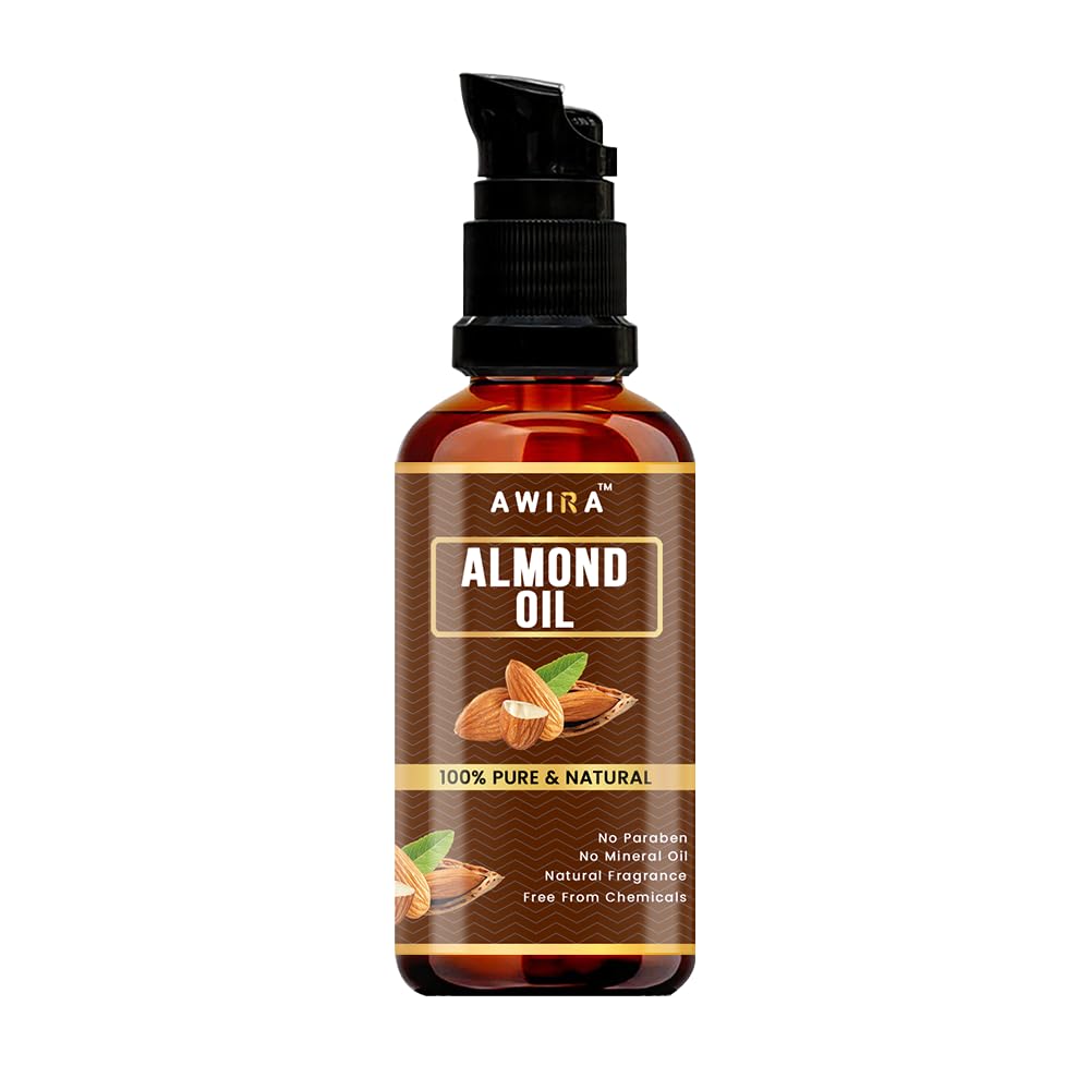 Awira Cold Pressed Almond Oil for Hair Growth, Skin & Face Care - 100% Pure Natural Moisturizer & Massage Serum (10ml) - Perfect for Dry Scalp, Anti-Aging & Aromatherapy Relaxation