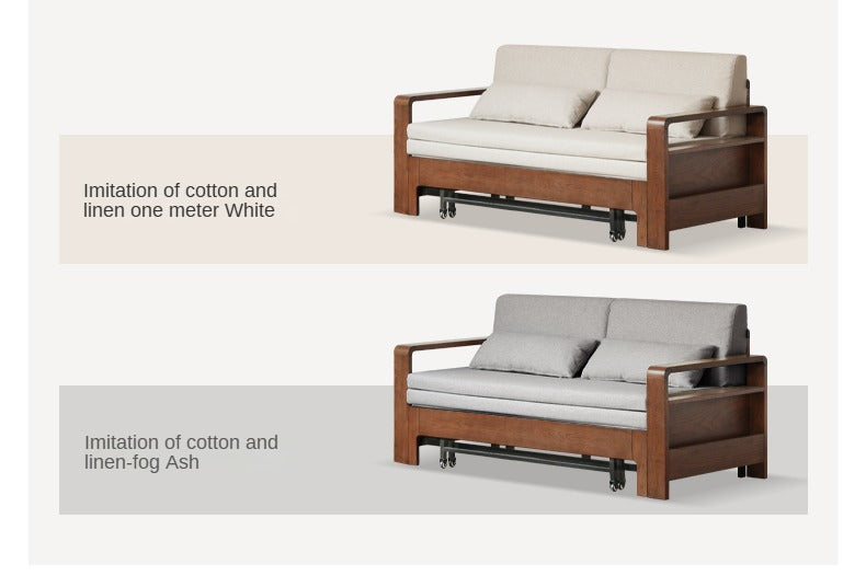 **Oak Solid Wood Folding Sofa Bed – Convertible Sleeper for Small Spaces, Guest Room & Studio Apartments**