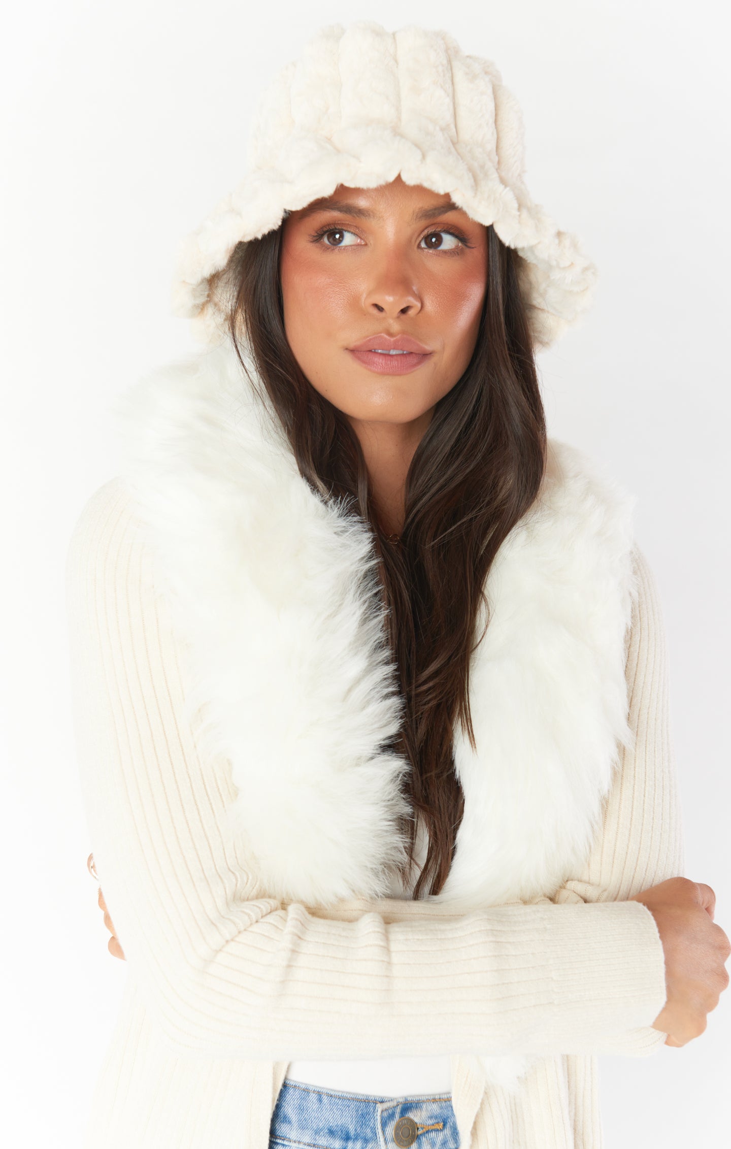 Kasey Bucket Hat for Women - Ivory Sun Hat with Wide Brim - Perfect for Beach, Outdoor, and Summer Fashion