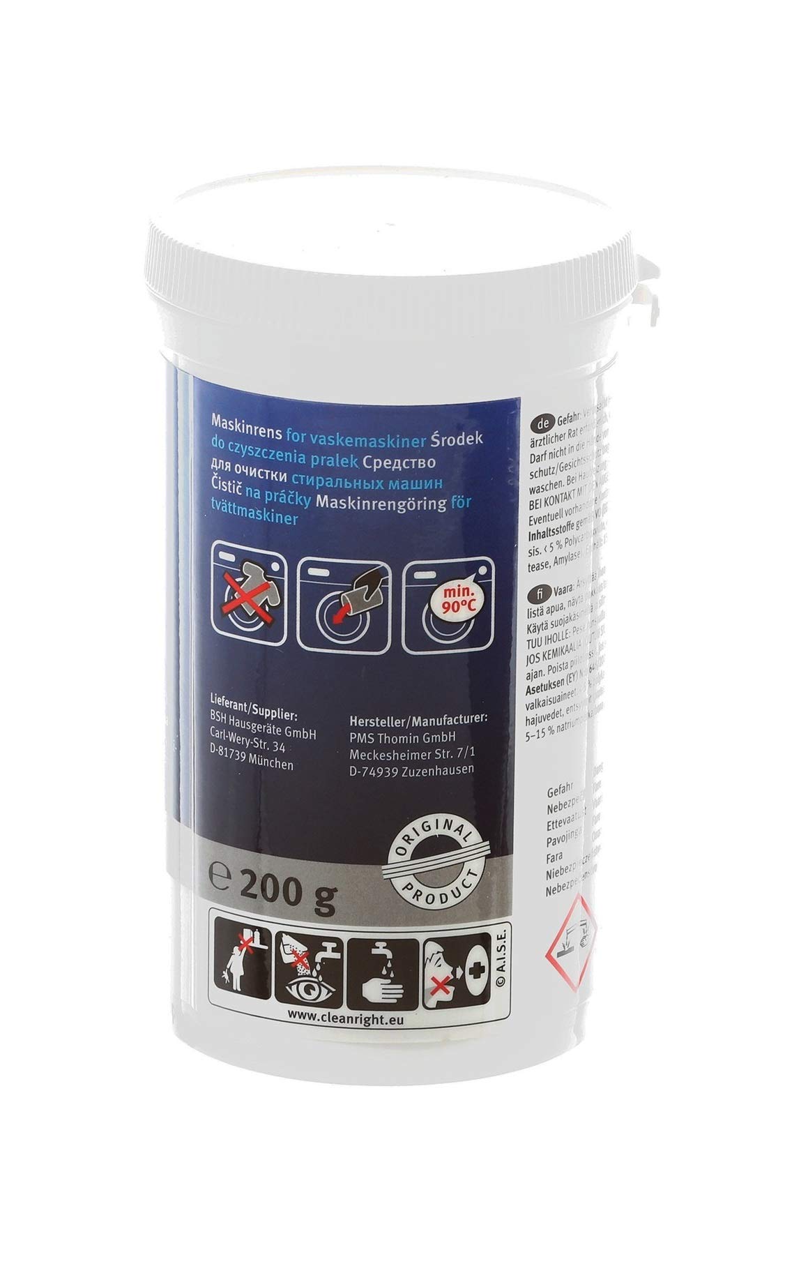 Original Bosch 00311925 Washing Machine Cleaner - Removes Odor, Limescale & Residue | Compatible with Front & Top Load Washers | Deep Cleaning for Fresh Laundry