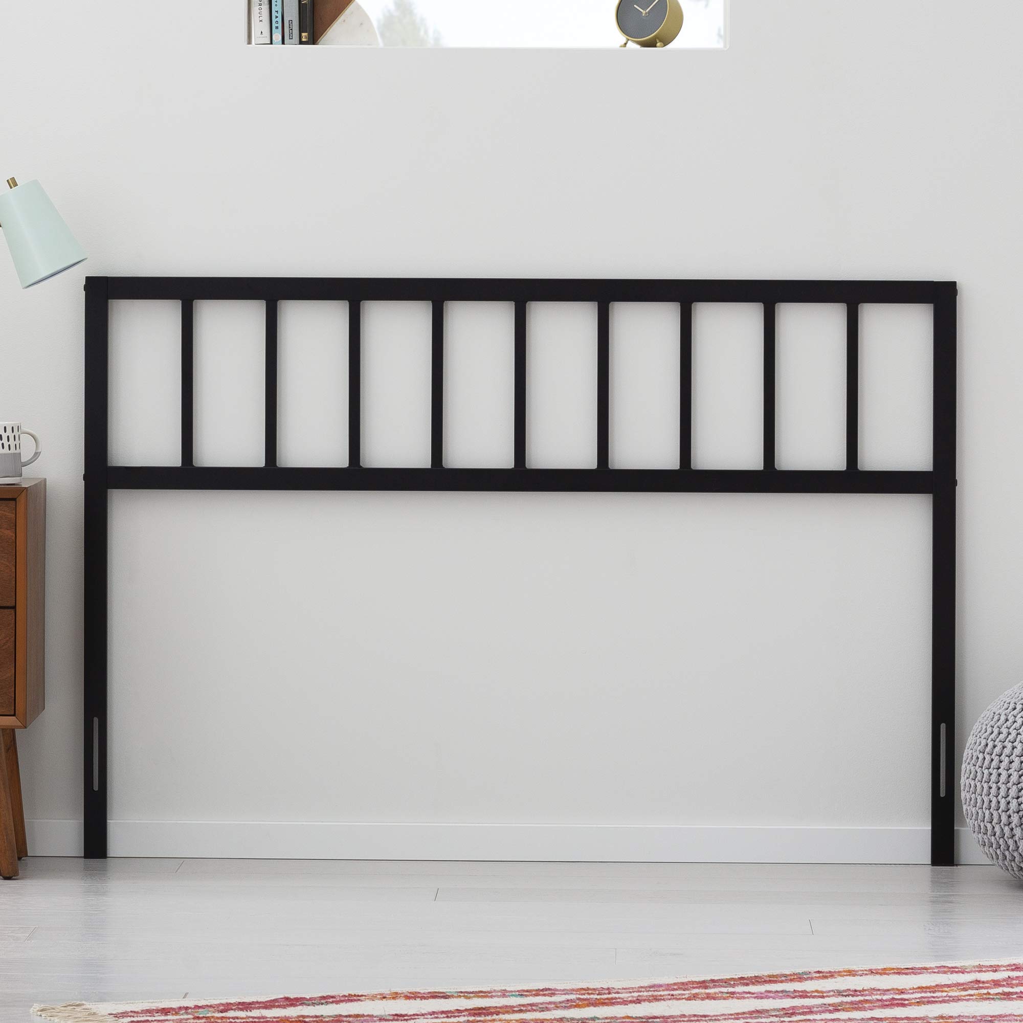 Linenspa Black California King Headboard - Decorative Metal Steel Construction with Vertical Bar Design, 40 Inches Tall - Perfect for Modern Bedroom Decor & Guest Room Setup