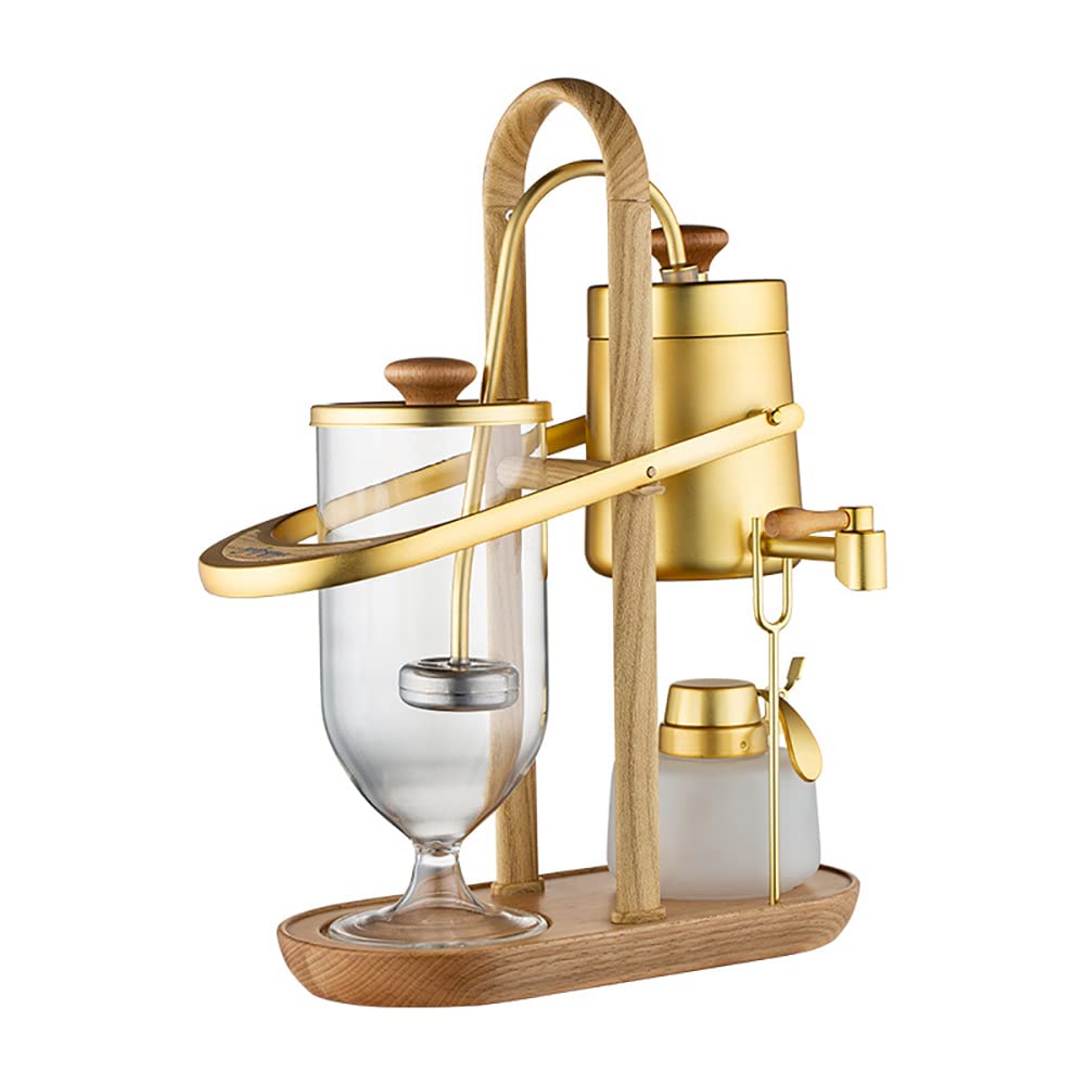 Premium Belgium Balance Siphon Coffee Maker - Luxury Royal Syphon Coffee Machine for Home & Office, Cold Brew Maker, Perfect Gift for Coffee Lovers (Gold) | Ideal for Pour Over Coffee, Specialty Brewing & Elegant Entertaining