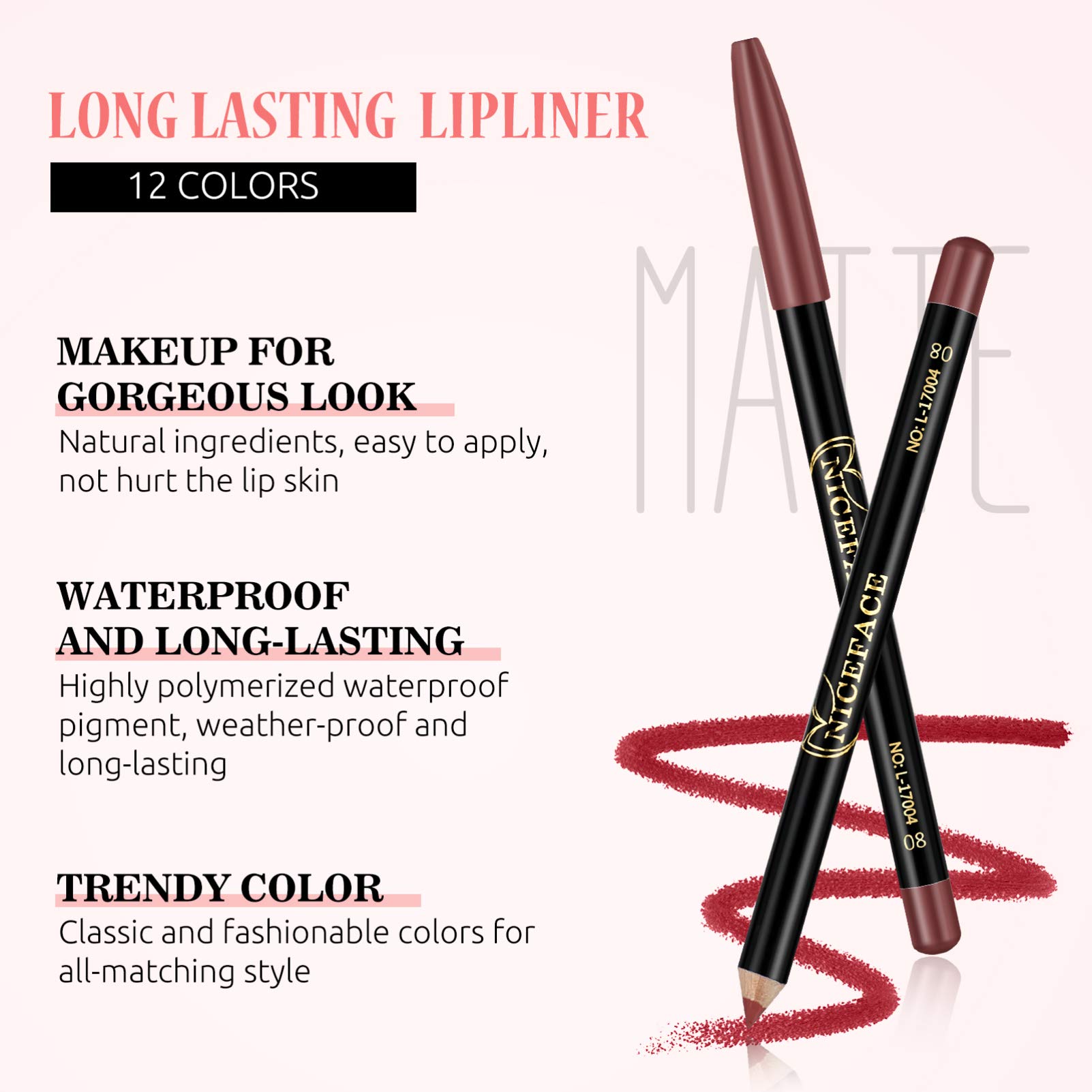Beaupretty 12 Colors Waterproof Lip Liner Pen Set - Long Lasting Natural Lip Makeup Pencils for Women | Perfect for Everyday Wear, Party & Special Occasions