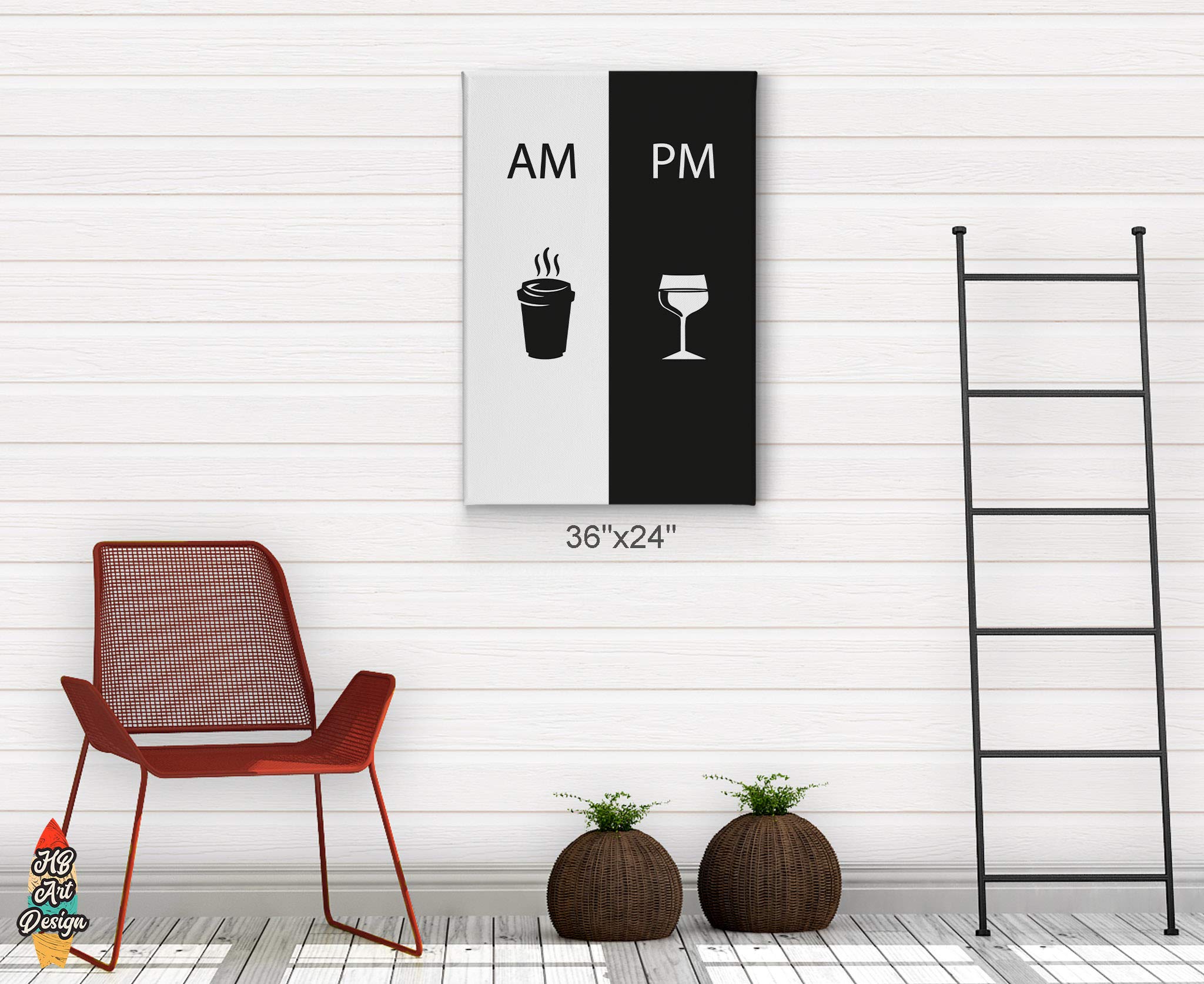 Modern Black and White Coffee & Wine Canvas Print Wall Art - 12x8 Inches - Coffee Bar, Kitchen, Dining Room & Restaurant Decor - Perfect Gift for Coffee Lovers & Home Decor Enthusiasts | Ideal for Cafes, Offices & Living Spaces