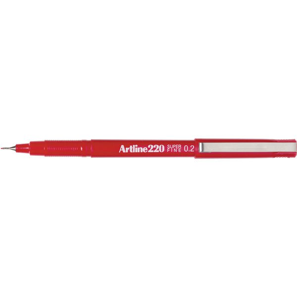 Artline 220 Fineliner Pen 0.2mm Fine Tip Red - 12 Pack for Sketching, Drawing & Calligraphy - Perfect for Artists, Students & Office Use