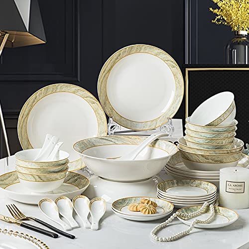 Premium European Bone China Ceramic Tableware Set - Elegant Dinner Plates, Bowls & Chopsticks in Gift Box - Perfect for Fine Dining, Wedding Gifts & Home Decor