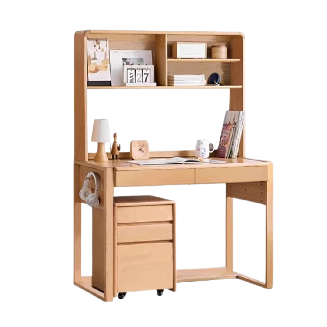 Premium Beech & Oak Solid Wood Kids Study Desk - Ergonomic Children's Writing Table for Homework & Crafts - Perfect for Bedroom, Homeschool & Montessori Learning