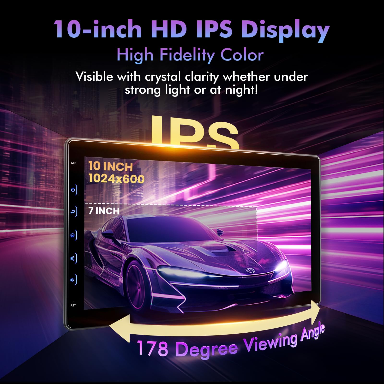10 Inch IPS Touch Screen Double Din Car Stereo with Wireless CarPlay & Android Auto - Bluetooth Car Radio Receiver with FM, 720P Backup Camera for Seamless Driving & Entertainment