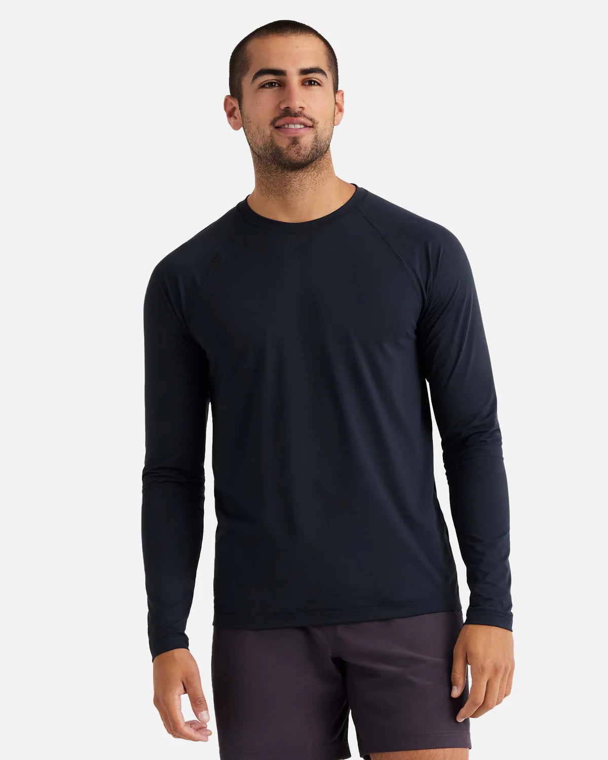 Rhone Men's Reign Long Sleeve Trim Fit Performance T-Shirt - Moisture Wicking, Breathable Workout Shirt for Gym & Running - Black