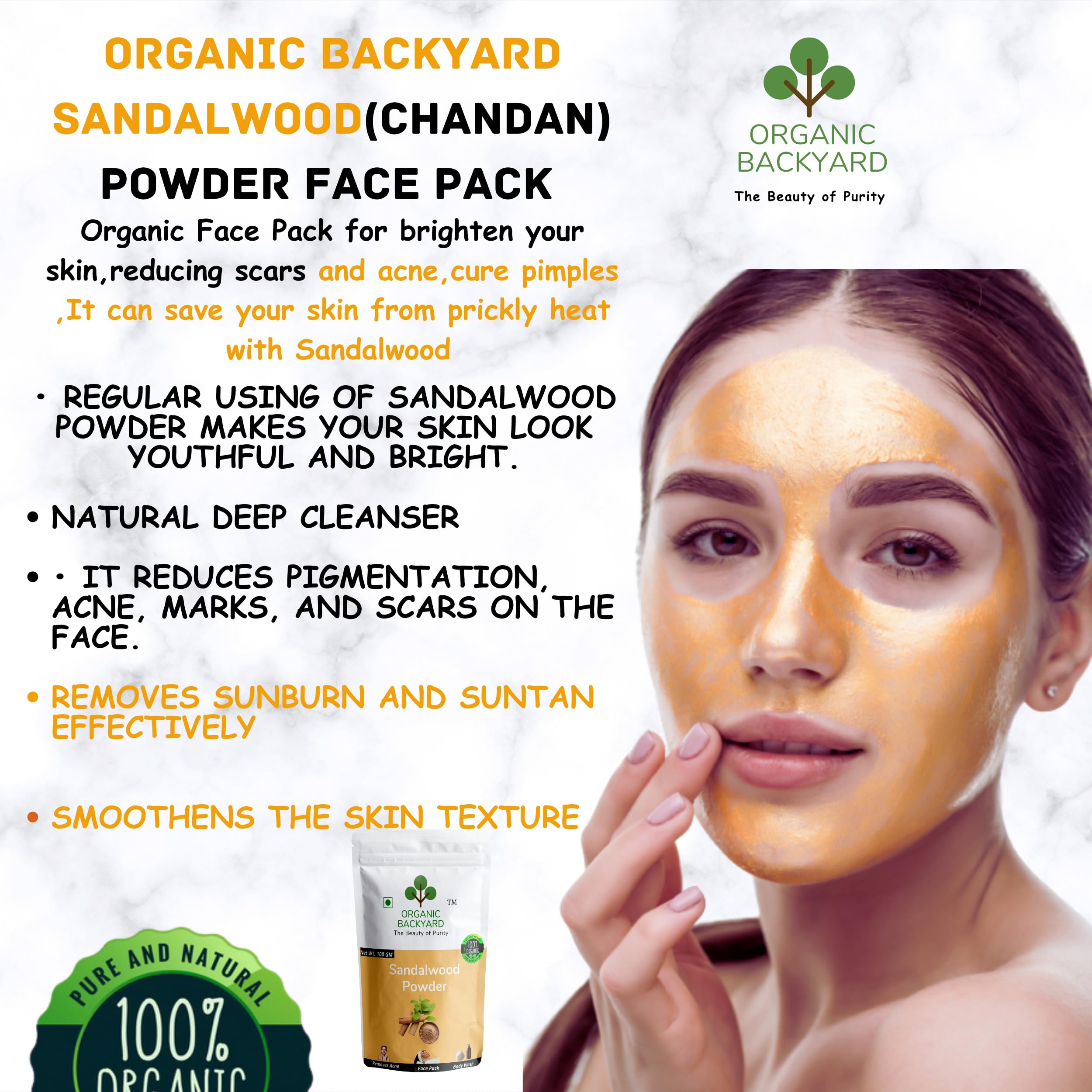 Organic Mulethi, Sandalwood & White Turmeric Powder for Glowing Skin - 3-Pack (100g Each, 300g Total) | Natural Face Mask, Brightening & Anti-Aging Skincare for Daily Beauty Routine