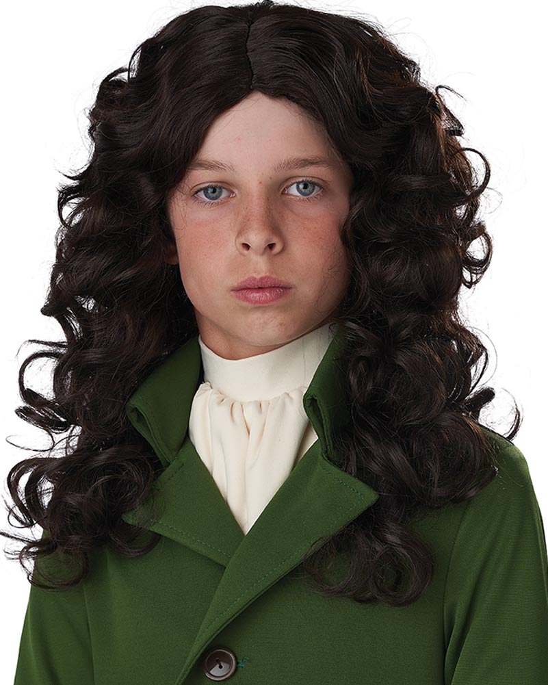 17th Century Cavalier Long Brown Kids Wig - Historical Costume Wig for Children's Renaissance Fairs, Halloween & Theater Performances