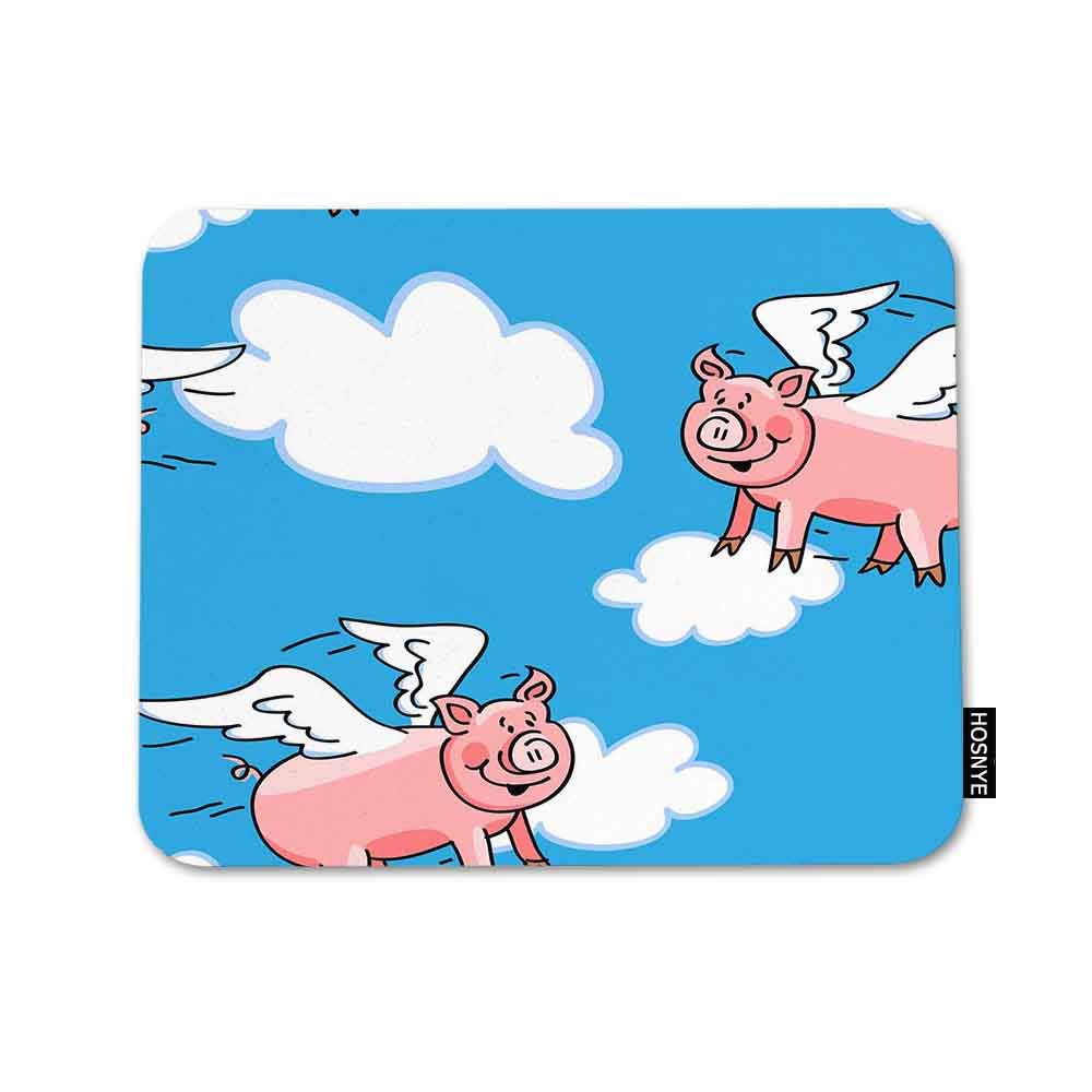 Non-Slip Rubber Gaming Mouse Pad with Cute Flying Pig Design - Perfect for PC, Laptop & Office Use | HOSNYE Fun Cartoon Character Mousepad for Gamers & Work
