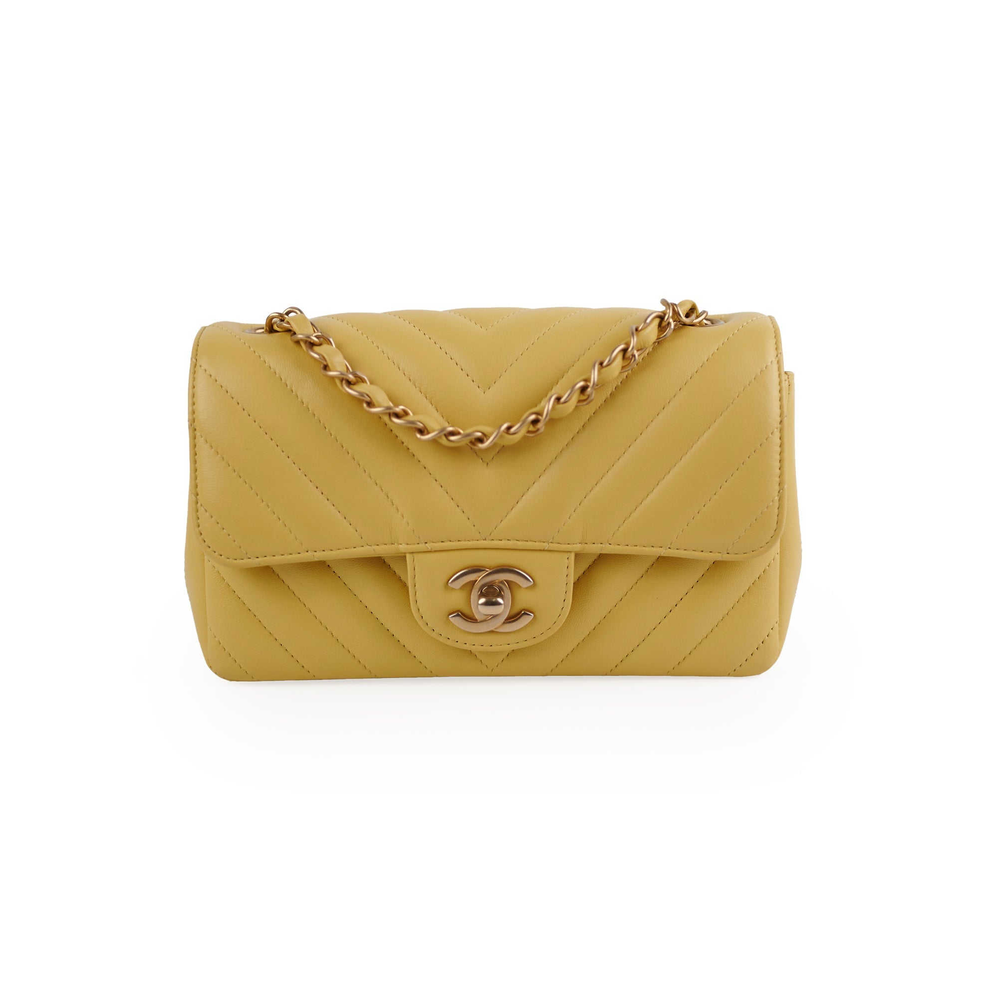 Chanel Mini Rectangular Chevron Yellow Leather Crossbody Bag - Luxury Designer Handbag for Women, Perfect for Parties & Evening Events