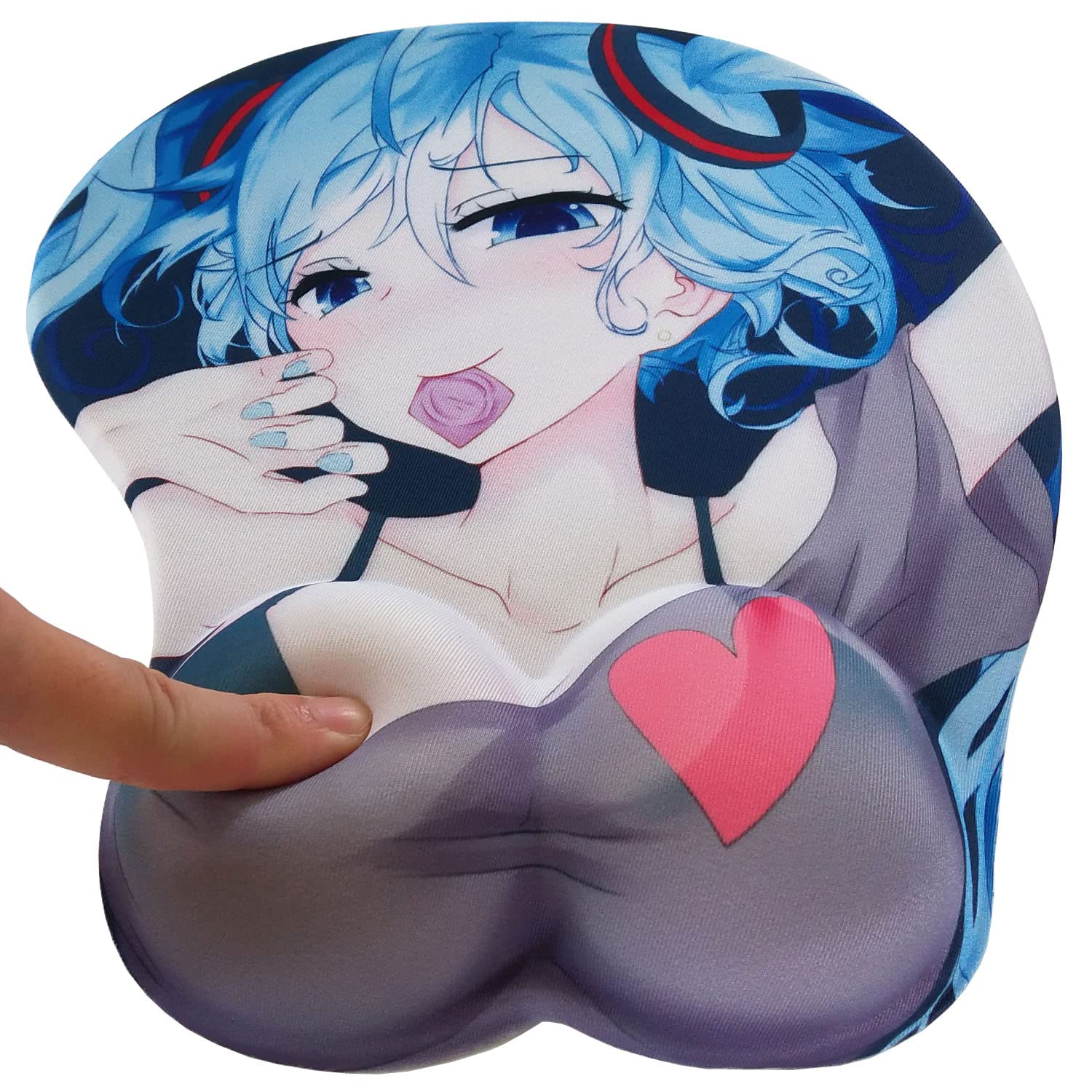 Anime Gaming Mouse Pad with Wrist Support - Kawaii Funny Computer Mouse Mat for PC & Laptop - Grey Non-Slip Desk Accessory for Office & Gaming Setup