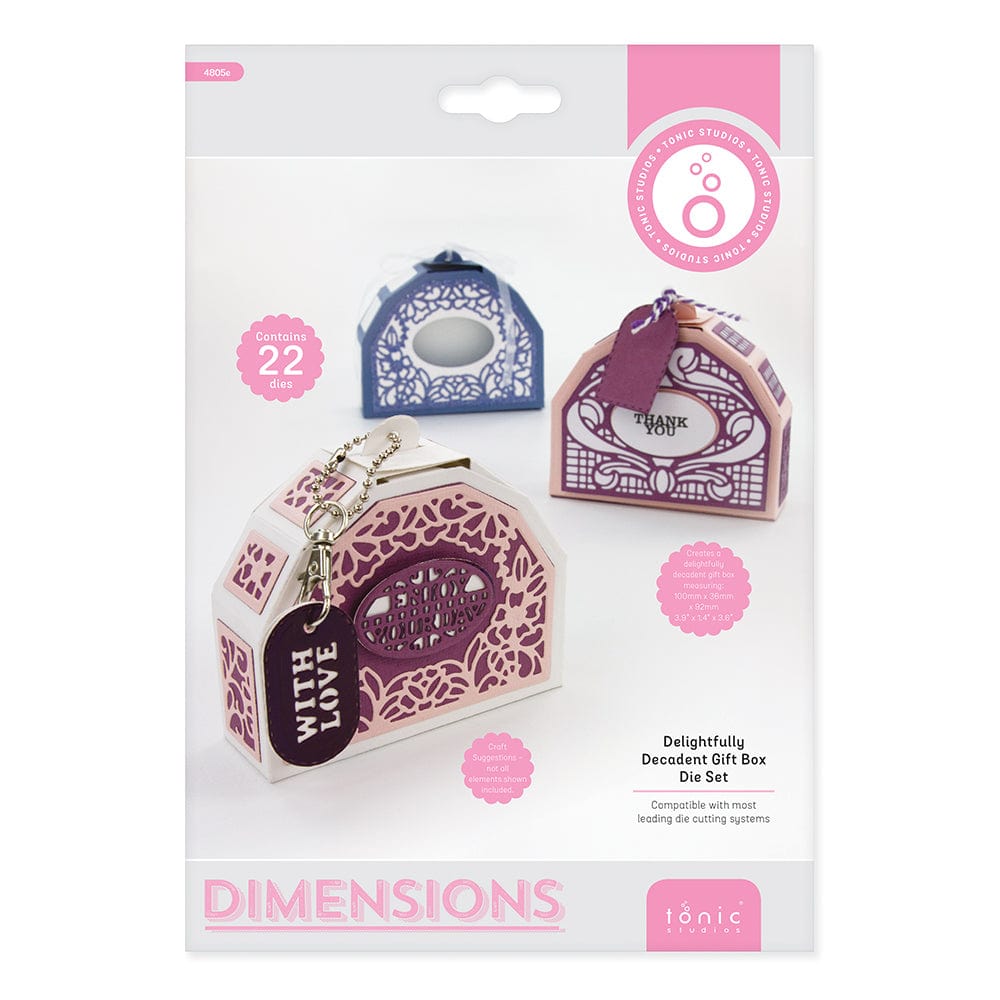 Delightfully Decadent Gift Box Die Set 4805e - Premium Crafting Die Cuts for Scrapbooking, Card Making & DIY Projects - Perfect for Birthdays, Weddings & Holiday Gifts