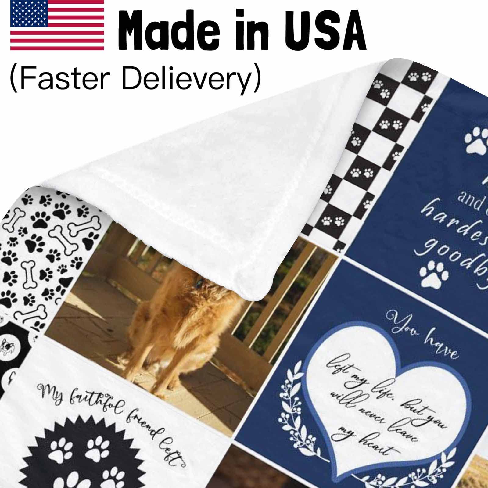 Custom Pet Memorial Blanket with Photos - Personalized Sympathy Gift for Dog & Cat Lovers - 50x60 Inch Soft Throw Blanket for Couch, Bed & Home Decor - Perfect for Pet Loss Remembrance & Comfort