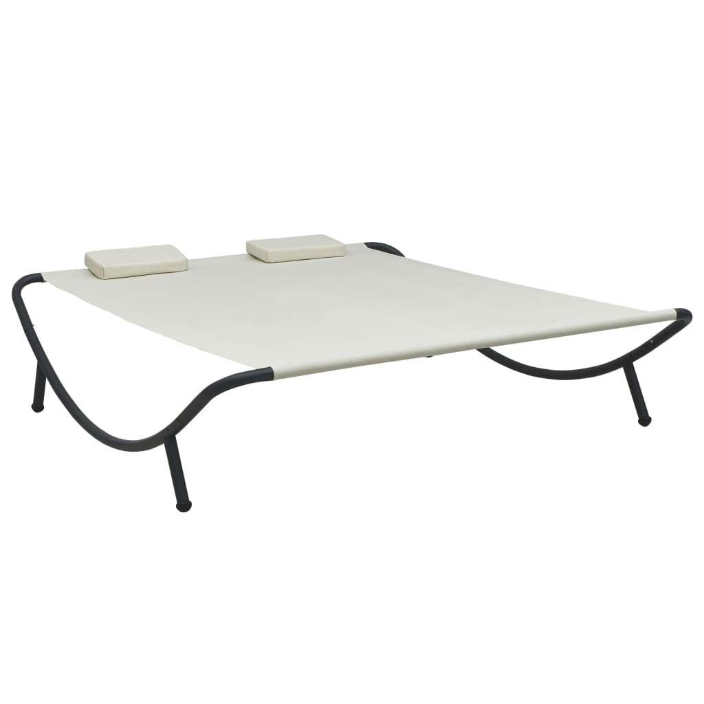 Outdoor Chaise Lounge Chair - Waterproof Sun Relaxing Beach Chair with Cream Fabric for Poolside, Garden, Balcony, Patio & Backyard - Perfect for Sunbathing, Lounging & Outdoor Relaxation