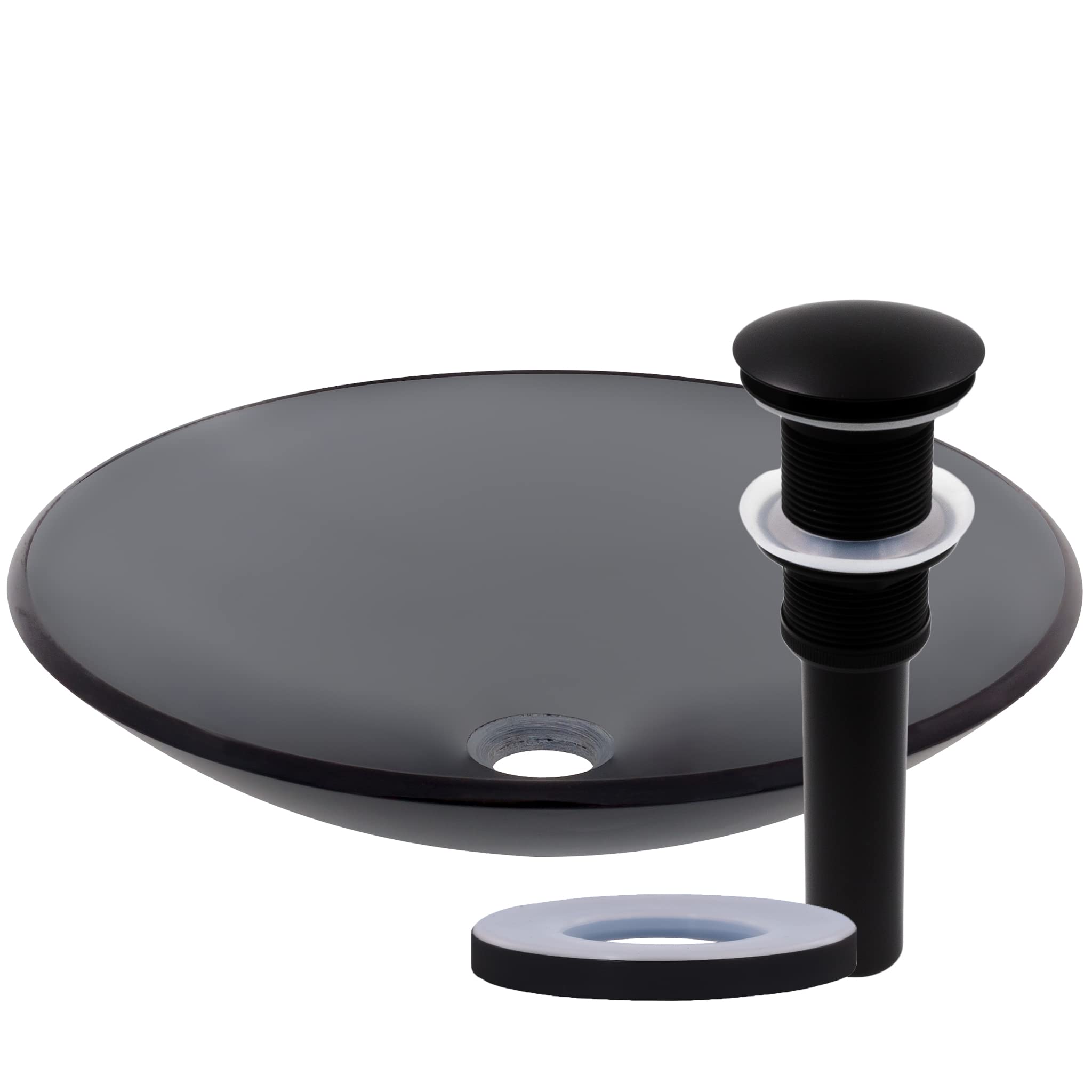 Novatto COETANEO Matte Black Vessel Bathroom Sink Set - Modern Above Counter Basin for Bathroom Vanity, Powder Room & Master Bath Decor