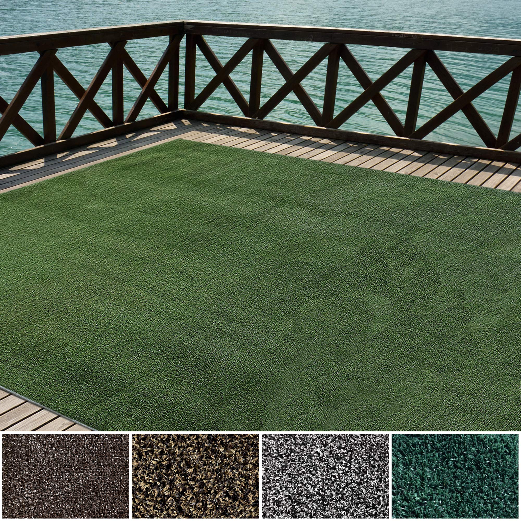 Premium 12'x7' Low Pile Artificial Grass Rug - Indoor/Outdoor Turf Carpet with Bound Edges, Multiple Sizes Available - Perfect for Patio, Balcony, Playroom & Home Decor
