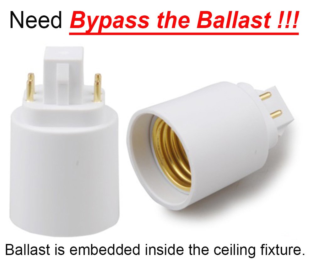 12-Pack E-Simpo 4Pin CFL GX24Q to E26/E27 Medium Screw LED Bulb Socket Adapter - Ballast Bypass Required for LED Conversion - Perfect for Home, Office & Commercial Lighting Upgrades