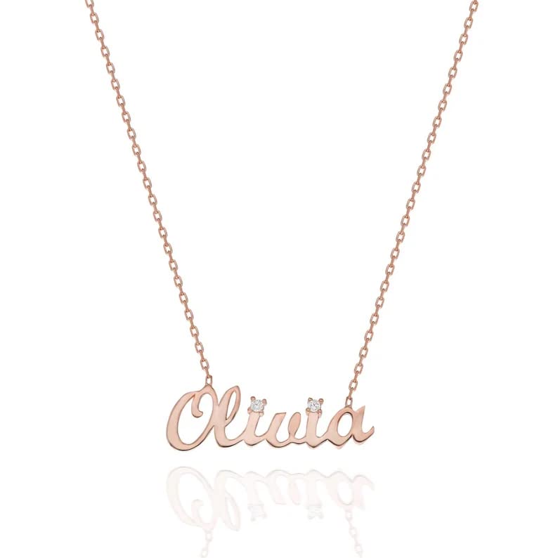 Custom Name Necklace with Natural Diamond - Crown Heart Birthstone Initial Pendant in 925 Sterling Silver (Yellow/White/Rose Gold) | Personalized Dainty Jewelry for Women | Perfect Christmas, Birthday, Anniversary, Valentine's Day, Graduation & Mother's Day Gift for Her, Wife, Mom, Girlfriend or Sister | Great for Everyday Wear, Date Nights & Special Occasions