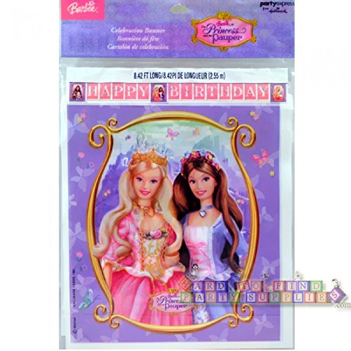 Barbie 'Princess and the Pauper' Birthday Party Banner (1 Count) - Perfect for Girls' Princess Themed Birthday Decorations